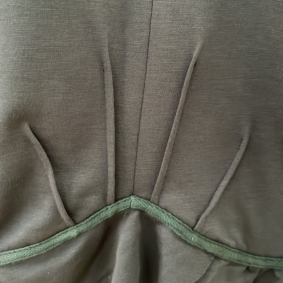 Anthro Cartonnier Black Ruffle Blazer Jacket with Green Piping Detail Size S - Picture 11 of 12